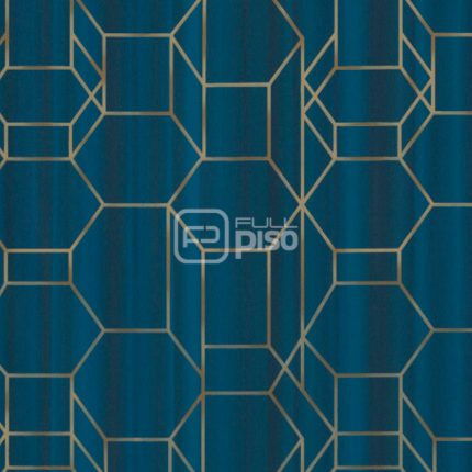 219602 Azul, Oro - Papel Tapiz Dimensions BN