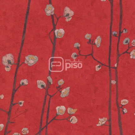 220020 Rojo, Burdeos, Verde, Negro - Papel Tapiz Van Gogh BN
